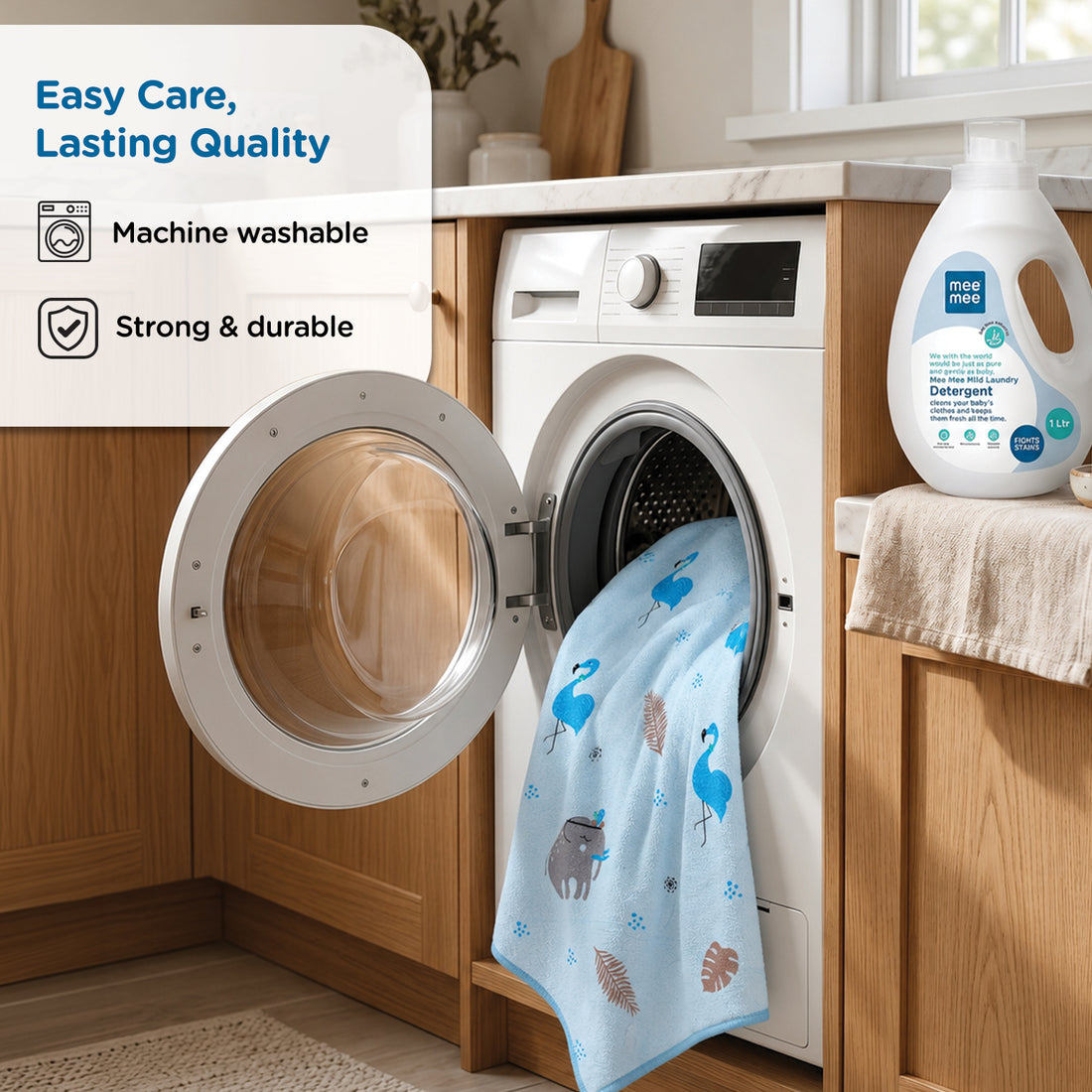 Mee Mee Baby Bath Towel – Microfiber, Ultra Soft & Quick Absorbent | Newborn, Infant & Toddler Towel | Gentle Baby Wash Cloth | 70 x 110 cm | Blue | Pack of 1