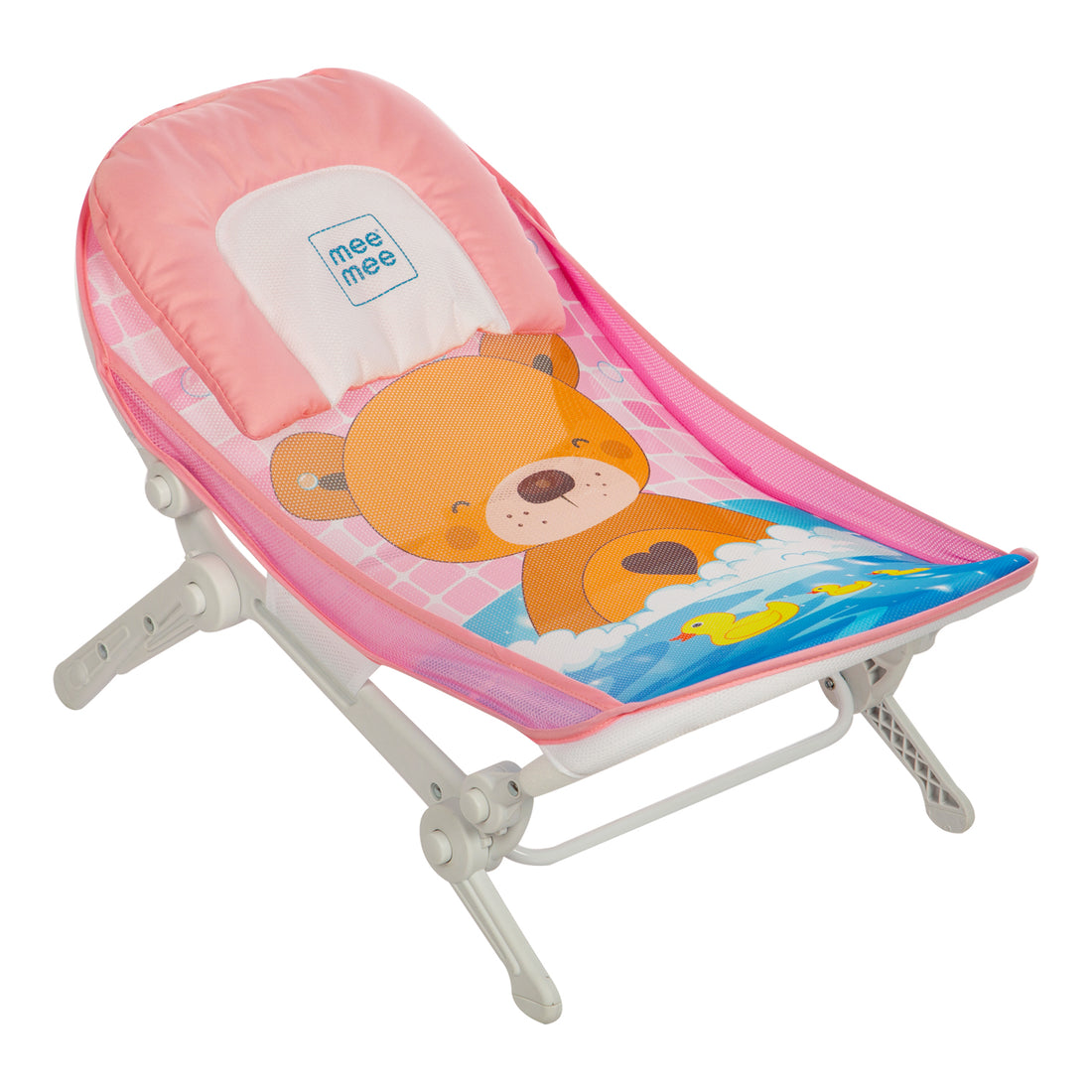 Mee Mee Baby Bath Seat for Newborns and Infants 0-12 Months | Foldable | 3 Position Adjustable Chair | New Born Baby Bath Chair | Anti Skid Base | Washable Soft Mesh Seat