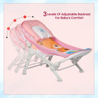 Mee Mee Baby Bath Seat for Newborns and Infants 0-12 Months | Foldable | 3 Position Adjustable Chair | New Born Baby Bath Chair | Anti Skid Base | Washable Soft Mesh Seat