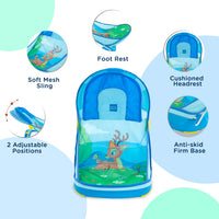Mee Mee Foldable Baby Bather Bath Chair for 0-12 Months | Anti Skid, Anti Fall Design | 2 Level Adjustable Backrest | Foldable, Easy-to-Clean Soft Mesh Seat | for Babies Upto 5 Kg (Blue)