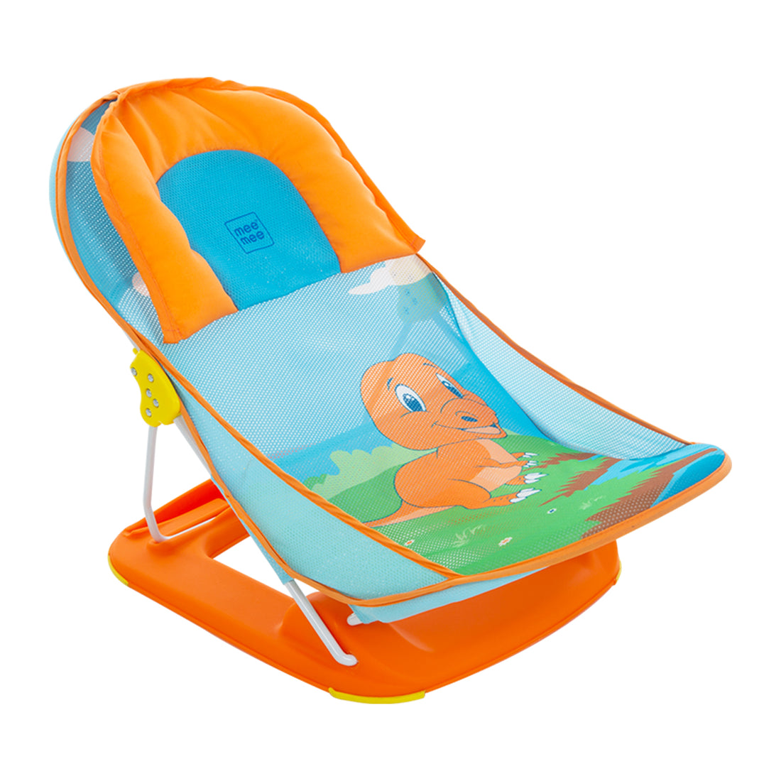 Mee Mee Foldable Baby Bather Bath Chair for 0-12 Months | Anti Skid, Anti Fall Design | 2 Level Adjustable Backrest | Foldable, Easy-to-Clean Soft Mesh Seat | for Babies Upto 5 Kg (Blue)