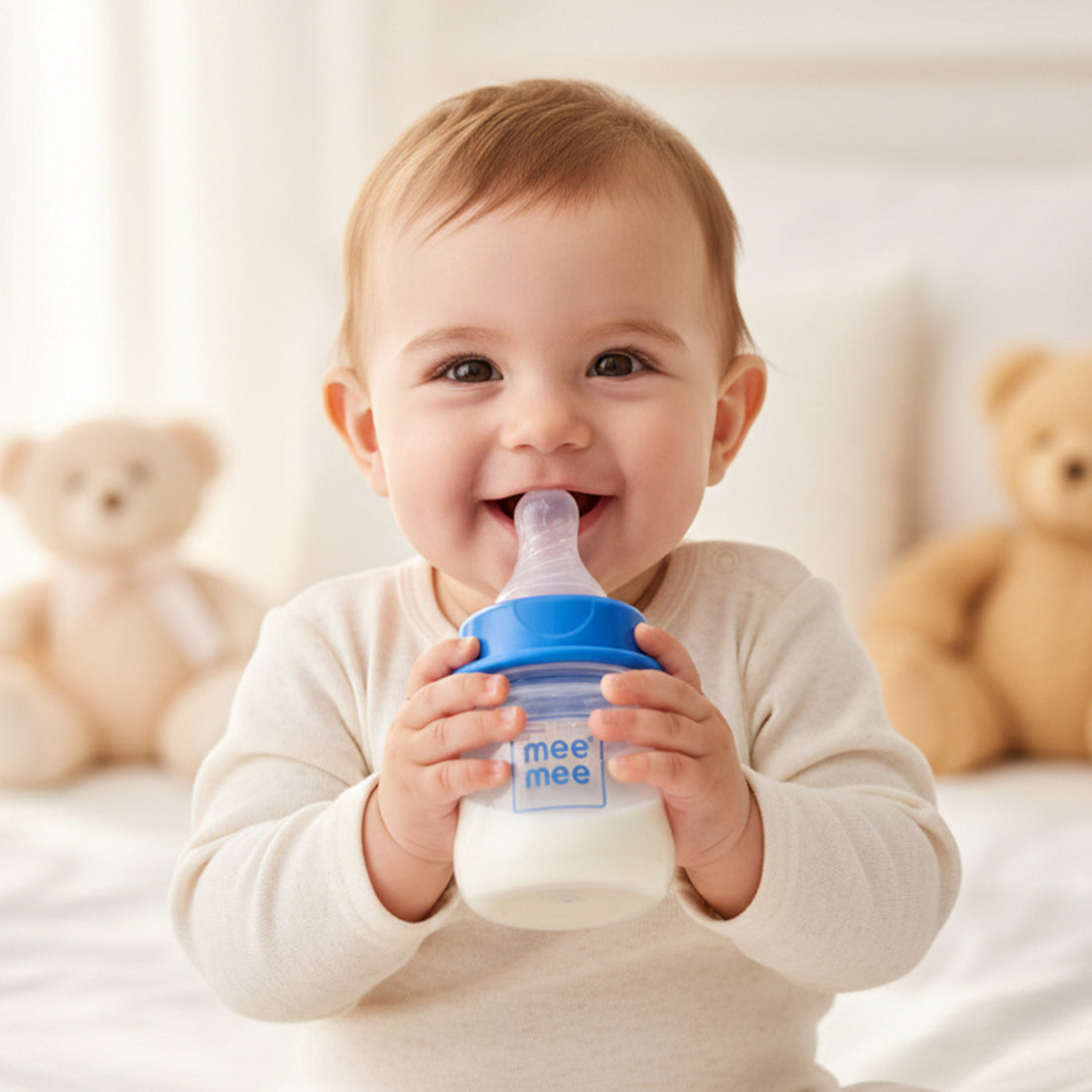 Mee Mee Baby Feeding Bottle with Anti-Colic Valve & Breast-Like Silicone Teat | BPA-Free, 100% Virgin PP | Easy Flow, Leak-Proof | Odourless, Easy to Clean | Newborn & Infants