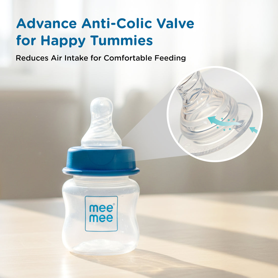 Mee Mee Baby Feeding Bottle with Anti-Colic Valve & Breast-Like Silicone Teat | BPA-Free, 100% Virgin PP | Easy Flow, Leak-Proof | Odourless, Easy to Clean | Newborn & Infants