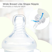 Mee Mee Milk-Safe™ Wide Neck Feeding Bottle with Anti-Colic Teat | Wide Feeding Bottle with Baby Grip Shape | 250ml