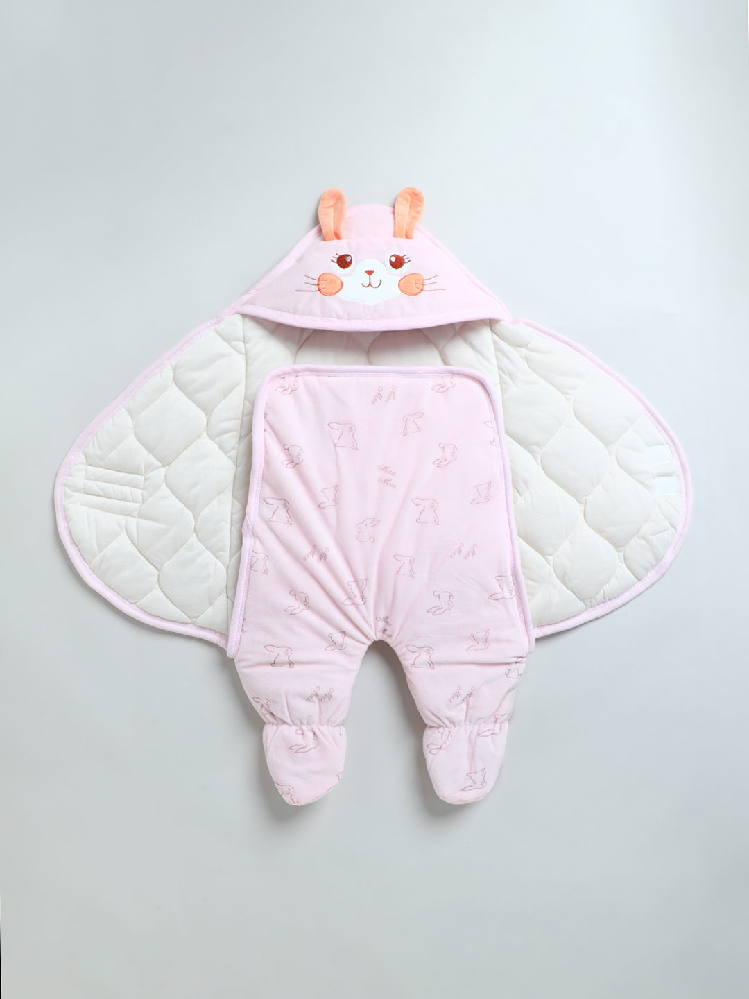 Mee Mee 3-in-1 Baby Wrapper,Swaddle & Carry Nest | Hooded Bag with Legs Covered | Soft Cotton, Breathable, Skin-Friendly | Padded, Tie-Up Straps & Velcro Fastening | Newborn (0–6 Months, Pink)