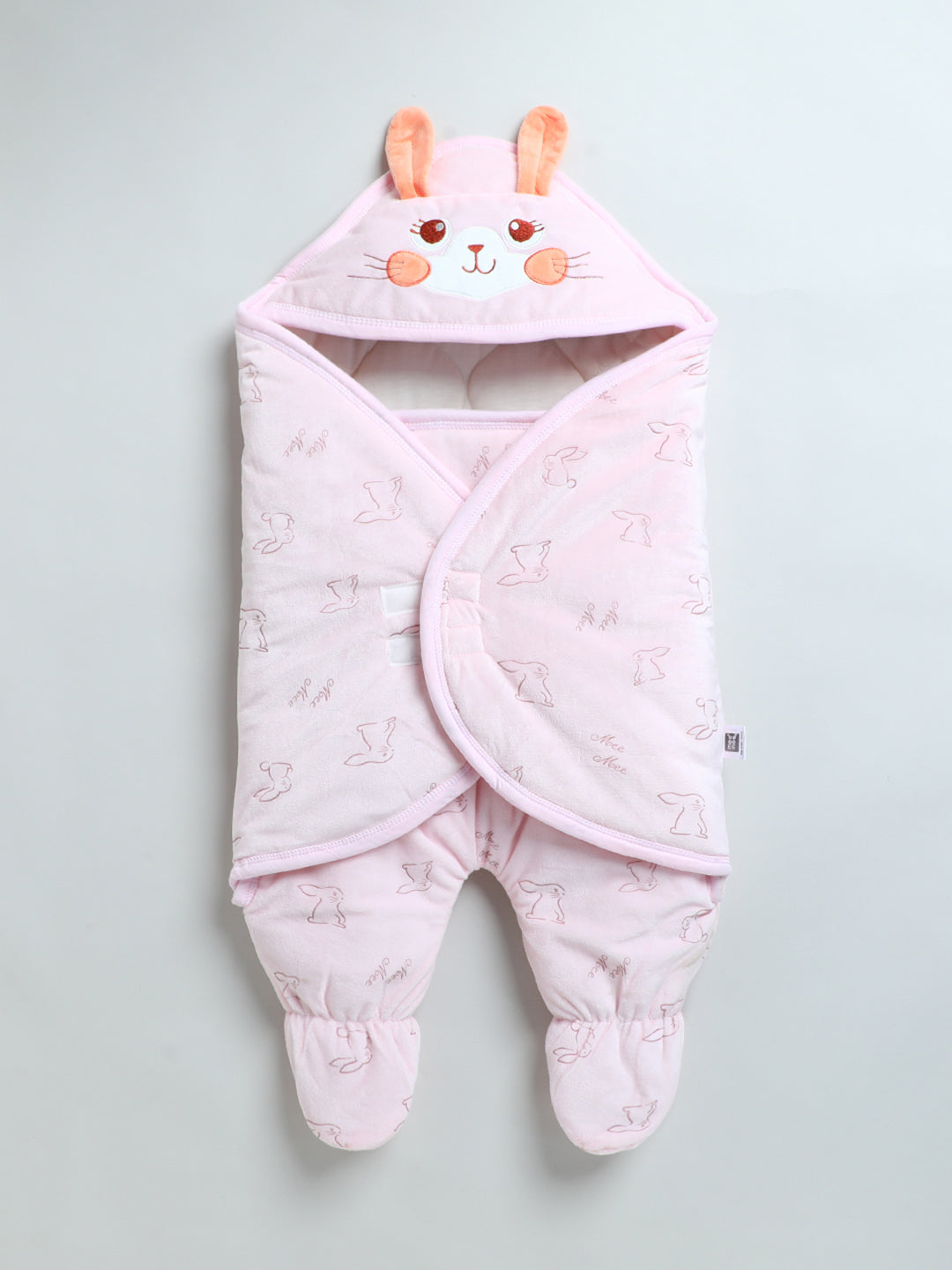 Mee Mee 3-in-1 Baby Wrapper,Swaddle & Carry Nest | Hooded Bag with Legs Covered | Soft Cotton, Breathable, Skin-Friendly | Padded, Tie-Up Straps & Velcro Fastening | Newborn (0–6 Months, Pink)
