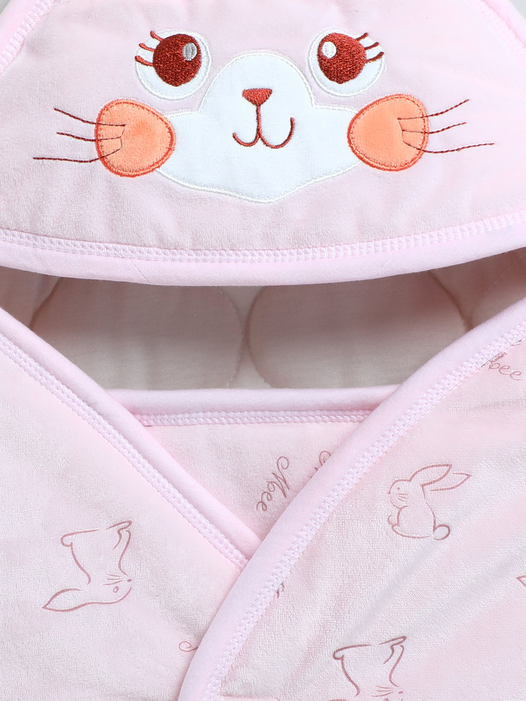 Mee Mee 3-in-1 Baby Wrapper,Swaddle & Carry Nest | Hooded Bag with Legs Covered | Soft Cotton, Breathable, Skin-Friendly | Padded, Tie-Up Straps & Velcro Fastening | Newborn (0–6 Months, Pink)