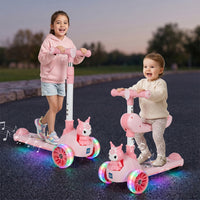 Mee Mee Spark Cruiser Kids Kick Scooter with Seat | Foldable Scooter with PU Flash Wheels, Music & Lights, Adjustable Handle, Rear Brake | 2+ Years, Up to 30kg