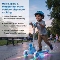 Mee Mee Spark Rider Kids Kick Scooter with Seat | Foldable Toddler Scooter with PU Flash Wheels, Music & Lights, Adjustable Handle, Rear Foot Brake | 2+ Years, Up to 30 kg