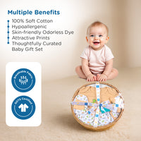 Mee Mee New Born Basket Baby Gift Set | Soft Cotton Clothing Essentials for Infants/Baby Girls, Boys | Baby Shower Clothing Hamper | 8 Pieces