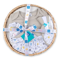 Mee Mee New Born Basket Baby Gift Set | Soft Cotton Clothing Essentials for Infants/Baby Girls, Boys | Baby Shower Clothing Hamper | 8 Pieces