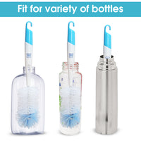 Mee Mee 360° Movable Silicone Feeding Brush with Ergonomic Handle, BPA-Free Flexible bristles for Narrow & Wide Bottles and Nipples, deep Corner Cleaning, Easy Hanging Storage (Dark Blue)