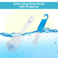 Mee Mee 360° Movable Silicone Feeding Brush with Ergonomic Handle, BPA-Free Flexible bristles for Narrow & Wide Bottles and Nipples, deep Corner Cleaning, Easy Hanging Storage (Dark Blue)