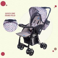 Mee Mee Baby Pram Stroller Easy to Push Quick One-Hand Folding,for 0-3 Years Baby/Kids3 Recline Position Stroller (Grey-Black)