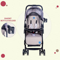 Mee Mee Baby Pram Stroller Easy to Push Quick One-Hand Folding,for 0-3 Years Baby/Kids3 Recline Position Stroller (Grey-Black)