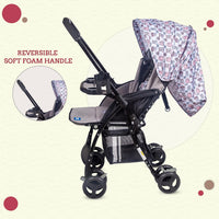 Mee Mee Baby Pram Stroller Easy to Push Quick One-Hand Folding,for 0-3 Years Baby/Kids3 Recline Position Stroller (Grey-Black)