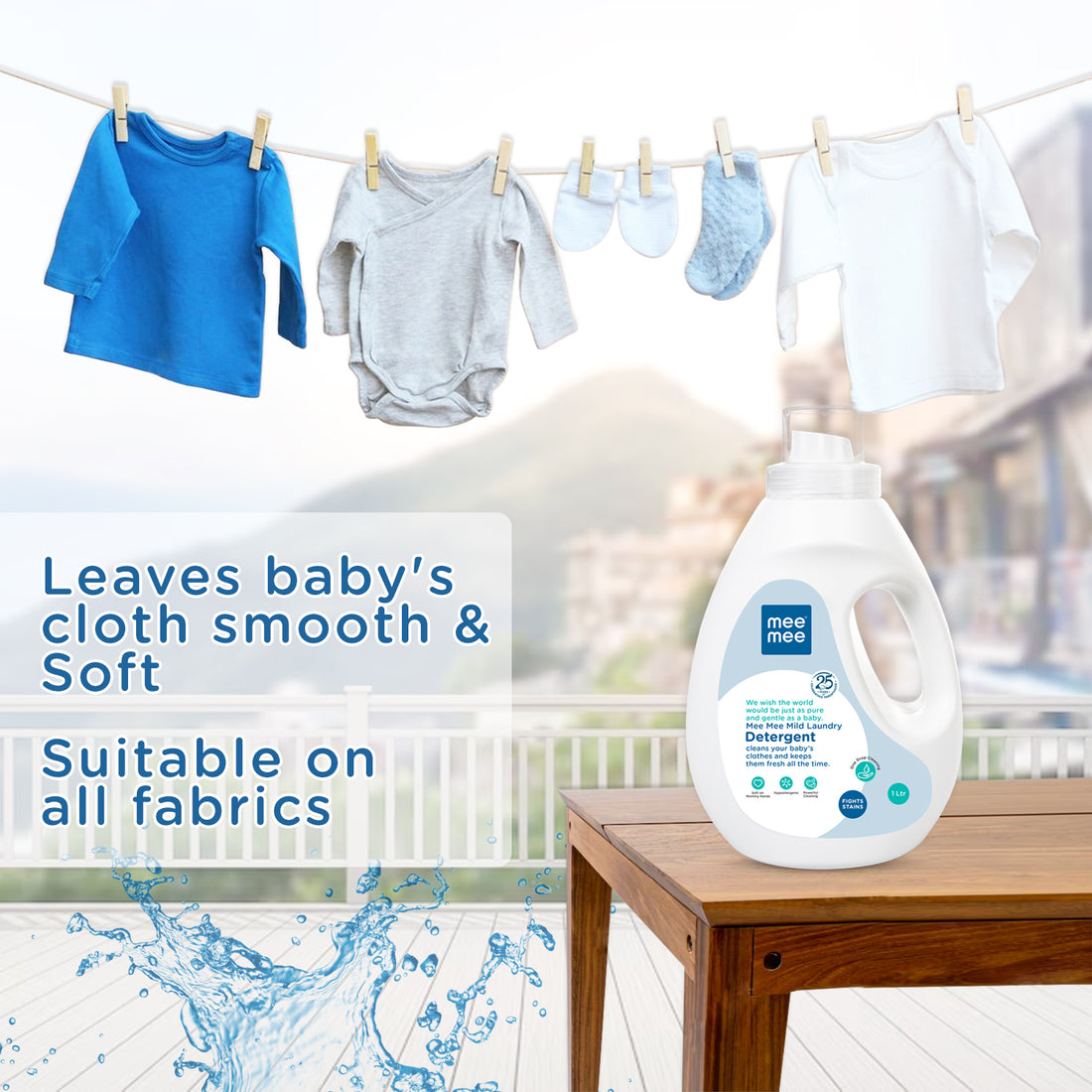 Mee Mee Mild Liquid Laundry Detergent (1L) | Baby Detergent for Baby Specific Stains