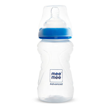 Mee Mee Milk-Safe™ Wide Neck Feeding Bottle with Anti-Colic Teat | Wide Feeding Bottle with Baby Grip Shape | 250ml