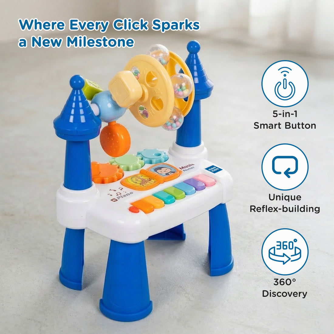 Mee Mee Mind Station Activity Table for Babies 6M+ | Musical Learning Table with Light-Up Piano Keys