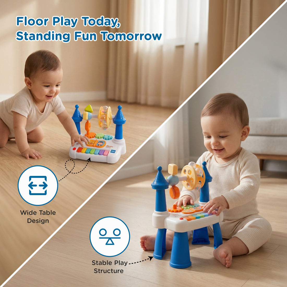 Mee Mee Mind Station Activity Table for Babies 6M+ | Musical Learning Table with Light-Up Piano Keys