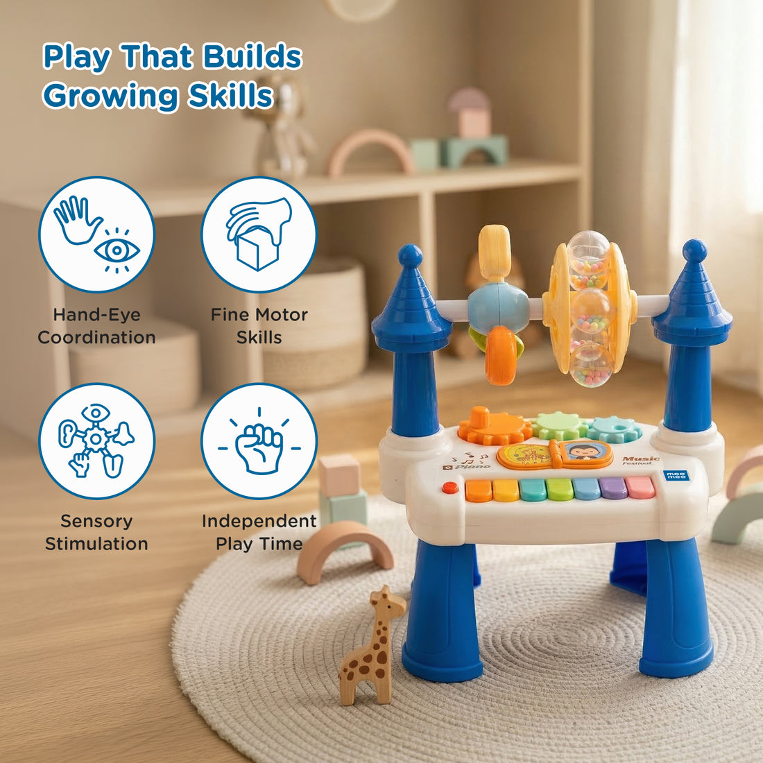 Mee Mee Mind Station Activity Table for Babies 6M+ | Musical Learning Table with Light-Up Piano Keys