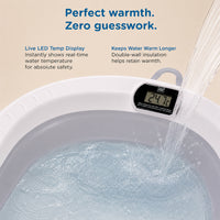 Mee Mee Foldable Baby Bath Tub with Digital Temperature Display & Floating Cushion | BPA-Free Infant Bathtub with Anti-Skid Base & Drain Plug | Portable Kids Bath Tub for Newborns & Toddlers (0–5 Years, Up to 20 kg) Grey