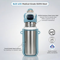 Mee Mee Zippy Sippy 500ml Kids Stainless Steel Water Bottle with Smart Temperature Display | SS316 Steel | 3 Drinking Modes | Leak-Proof Insulated Hot & Cold Bottle | BPA-Free | 2–10 Years