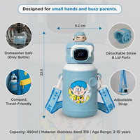 Mee Mee Zippy Sippy 500ml Kids Stainless Steel Water Bottle with Smart Temperature Display | SS316 Steel | 3 Drinking Modes | Leak-Proof Insulated Hot & Cold Bottle | BPA-Free | 2–10 Years