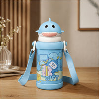 Mee Mee Little Shark Smart-Temp 2-in-1 Sipper & Spout Bottle, 500ml, Vacuum Insulated SUS 316 Stainless Steel Water Bottle with Temperature Display, Leak-Proof & Travel Friendly