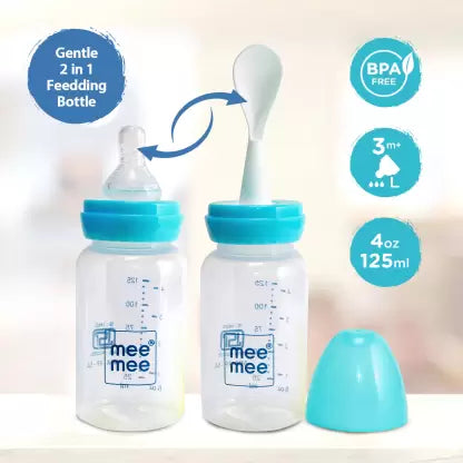 Mee Mee 2 In 1 Baby Feeding Bottle With Detachable Spoon (125ml)