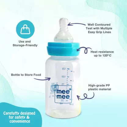 Mee Mee 2 In 1 Baby Feeding Bottle With Detachable Spoon (125ml)