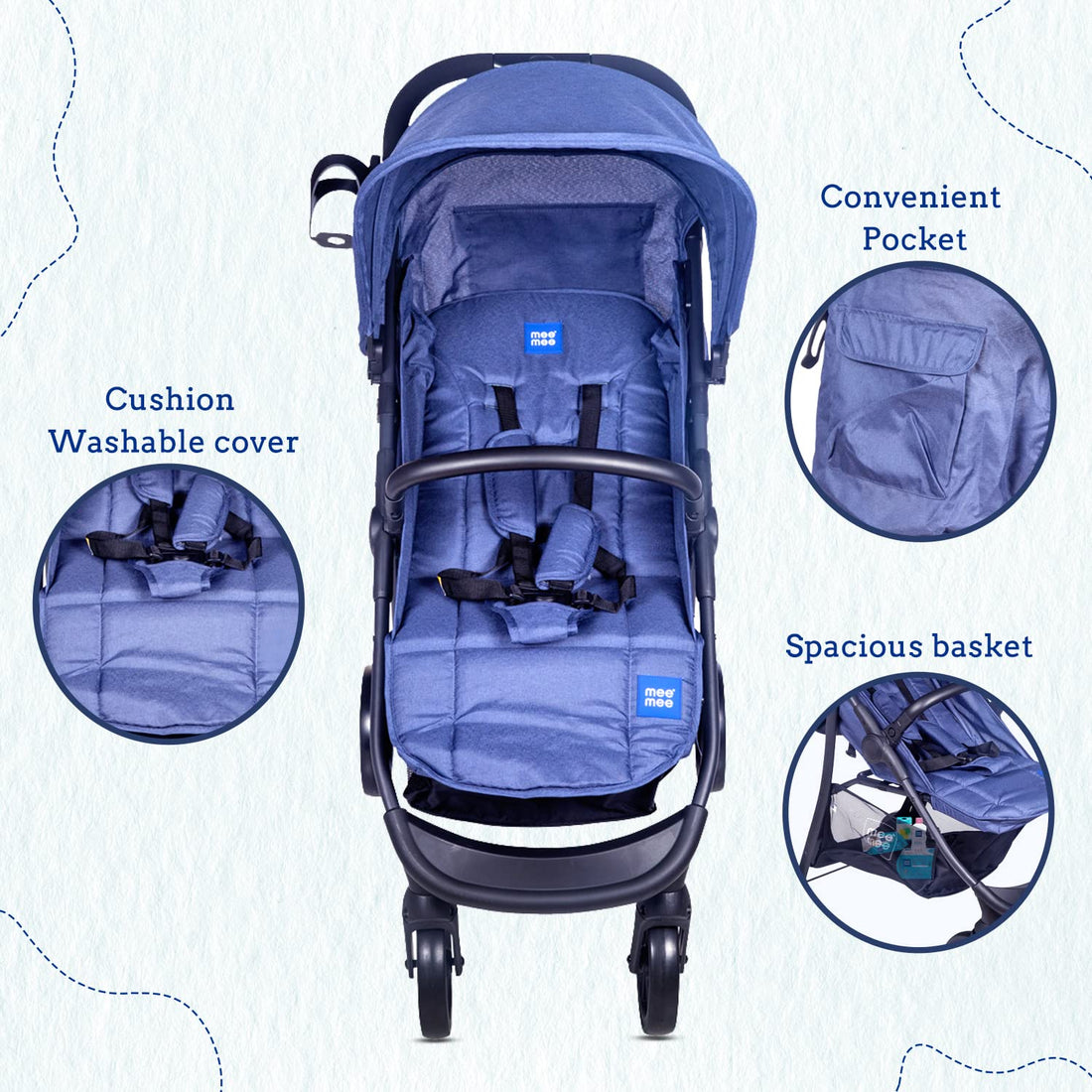 Mee Mee - Double cushion washable cover Baby Stroller