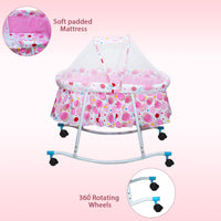 Mee Mee - Soft Padded Mattress and Rotating Wheels Cradle