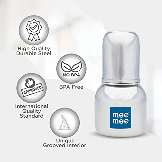 Mee Mee -  Milk-Safe Steel Feeding Bottle with Anti-Colic Teat