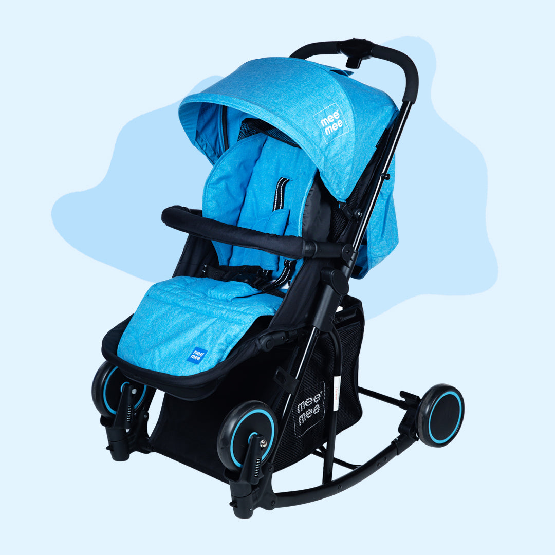 Mee Mee - Premium 2 in 1 Baby Pram Rocker Stroller, Blue Color