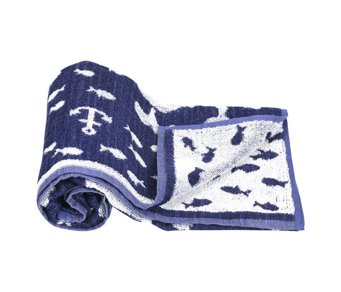 Mee Mee - Baby Towel with Quick Absorb (Dark Blue/White)