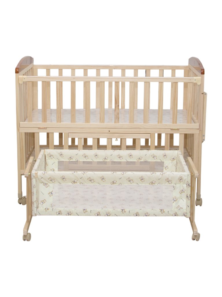 Mee Mee - Wooden Baby Cot with Mosquito Net