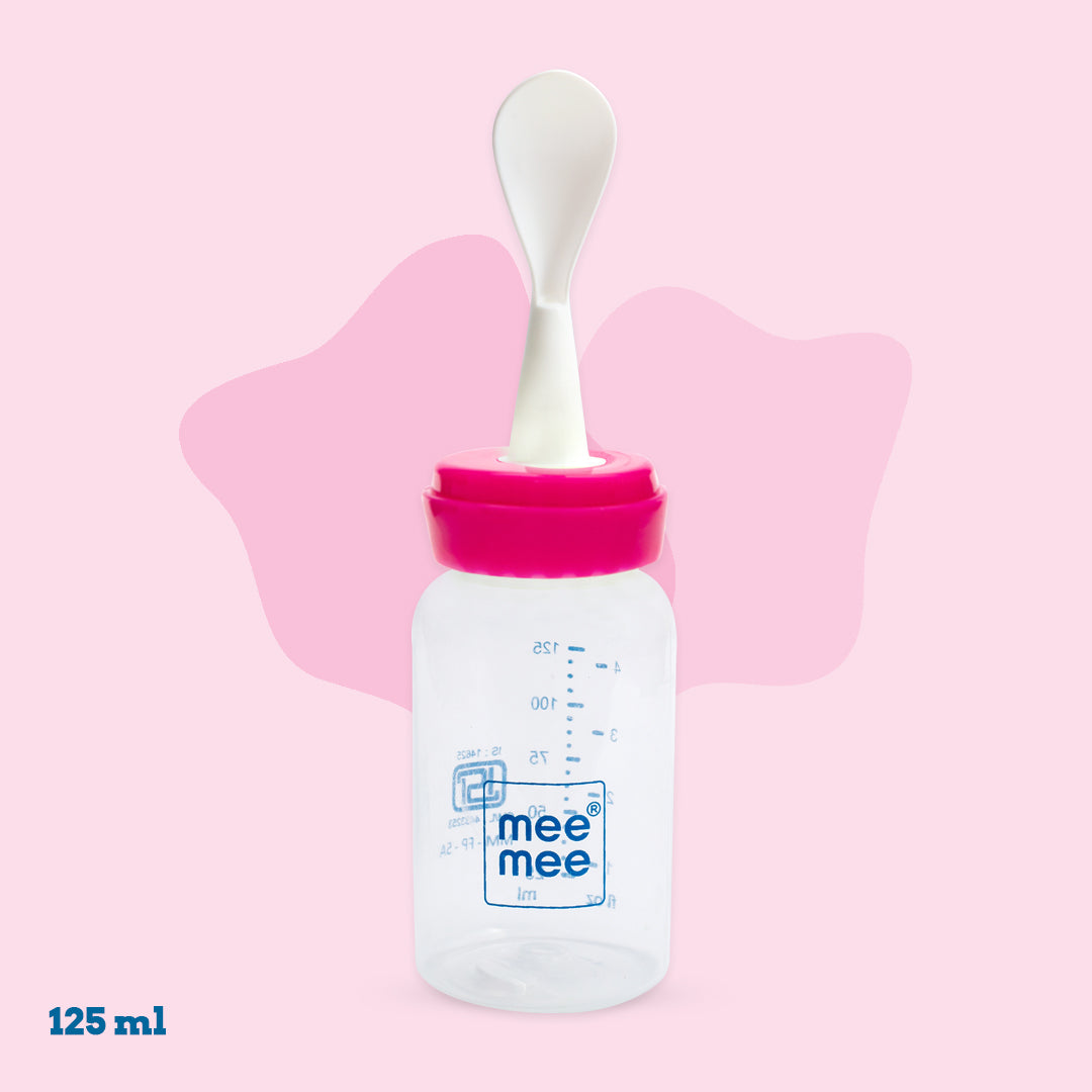 Mee Mee - 2 In 1 Baby Feeding Bottle With Detachable Spoon