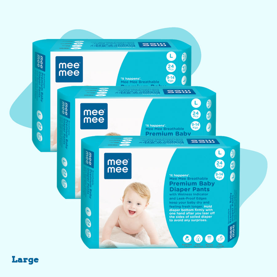 Mee Mee Breathable Premium Baby Diaper Pants With Wetness Indicator and Leak-Proof Edges (Medium, 28 Pcs)
